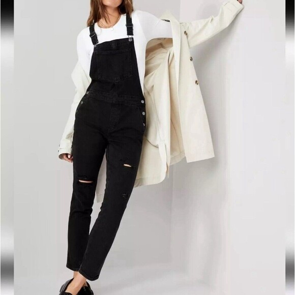 Old Navy Black Denim Overalls - Picture 1 of 16